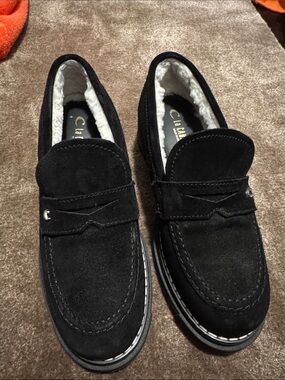 La CANADIENNE Black Suede Plush-Lined Loafers